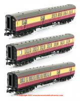 2P-012-800 Dapol Maunsell Coach Set number 398 in BR Crimson and Cream livery